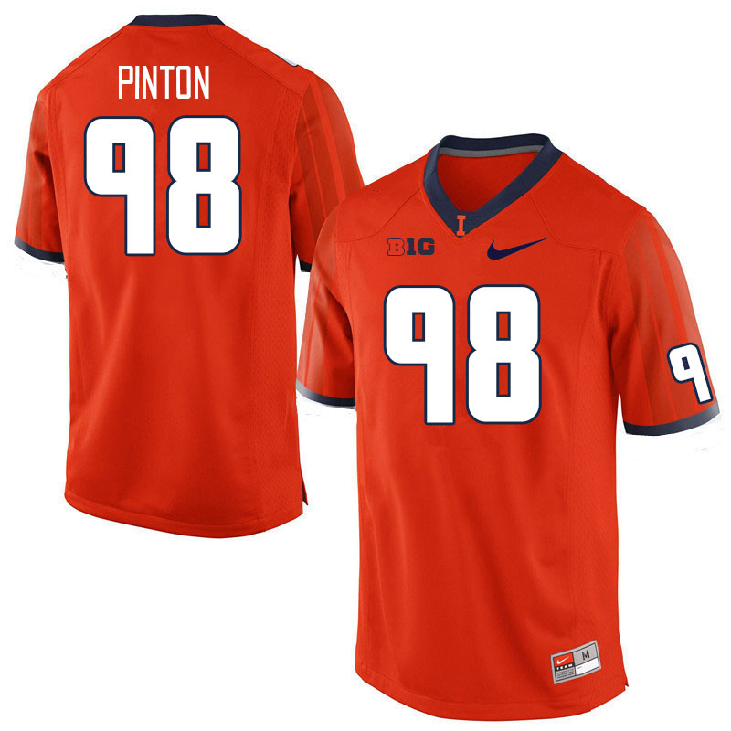 Men #98 Fabrizio Pinton Illinois Fighting Illini College Football Jerseys Stitched Sale-Orange